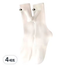 다다랜드 가까이가면 손잡는 파티 양말, 화이트, 4세트