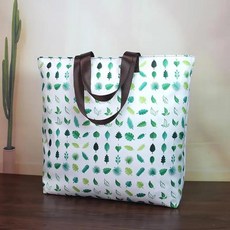 대용량 면 누비이불 가방 휴대용 수납 정리함 유치원 침구 베개 이동 포장, B. 녹색 잎