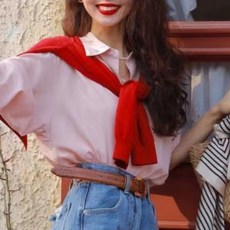 여성 패션 레드 포인트 페이크 가디건 어깨 숄 J2128