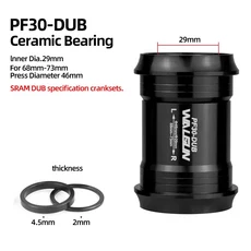 WaLG 호환un 자전거 하단 브래킷 MTB 중앙 무브먼트 세라믹 베어링 BB SRM DUB 28.99mm 크랭크 로드 바이크, 06 PF30DUB-Black