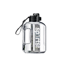 運動大容量水壺 1.7L 附提帶, 黑【送杯刷+皮套+吸管+提繩】, 1個, 2.7L