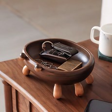 台灣熱銷實木螃蟹鑰匙收納玄關擺件：入戶門口置物架，創意居家禮物首選, 黑胡桃木螃蟹收納盤, 1個