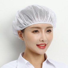 工作帽 網帽 透氣頭套 夏季包頭, 1個, 白色,全鬆緊網帽五衹裝