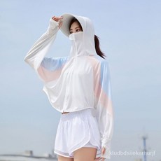 冰絲防曬衣 女 夏季 寬鬆 騎行 防紫外綫 輕薄 透氣 拚色防曬服 防曬外套