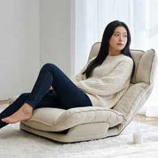 접이식 좌식 소파 1인용 바닥 소파 리클라이너 각도조절 푹신한 패브릭 쇼파 원룸 거실용, 화이트