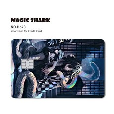 귀멸의칼날 카드스티커 귀칼 카드꾸미기 홀로그램 레이저 스킨 커버 스티커 필름, Small Chip, H673