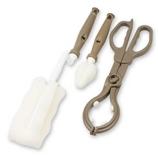 베이비베어 젖병솔 3종세트/젖병솔+젖꼭지솔+젖병집게/색상 택1, 04.베이비베어/젖병솔3종세트/옐로우3종셋