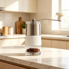 咖啡機咖啡磨豆機咖啡研磨器手搖咖啡機迷你研磨器粉, 1個, W310奶油白色:如圖所示839, 1L