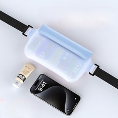 진블리스 프리미엄 투명 러닝 수영 휴대폰 방수팩, 오션블루