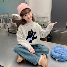 新款可愛童裝 女童內搭衣 女童冬裝毛衣加厚2025新款卡通洋氣兒童秋冬款打底針織衫女孩上衣