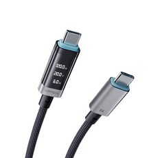 CUKTECH 酷态科Type-C轉Type-C編織數顯電能線 支援240W快充 OLED螢幕顯示 6A大電流 耐用編織材質, 黑色, 1個, 150cm