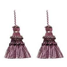핸드매 컬러풀 에스닉 커튼 걸이 장식 펜던트 컬러풀 2PCS, 자줏빛의