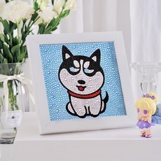 DIY 키링 재료 십이간지 벽시계 액자 열쇠고리 만들기, 1개, 연근색 허스키