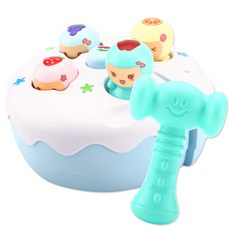 雪倫小舖 兒童玩具 打地鼠幼兒益智敲擊玩具, 藍-F, 1個