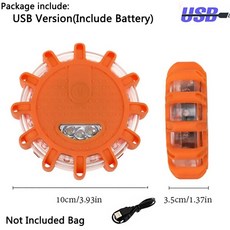 3PACK LED 비상 조명 모드 안전 깜박이는 트럭 램프 USB 빨간색 충전식 대시 스트로브 경고 라이트 차량용, USB Version, 3Pcs