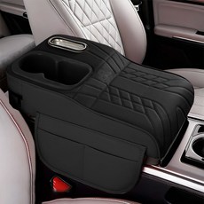 VIX Group 차량용 팔걸이쿠션 팔꿈치 받침대 수납함 상단형 컵홀더 티슈 보관함 수납포켓 콘솔쿠션, FA 블랙, 1개