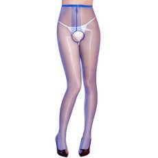 YSGUYILT 여성용 팬티 스타킹 슈퍼 섹시 샤이니 타이츠 T-크로치 풋 시어 크로치리스 쉬머 하이 웨이스트 스타킹 블루.