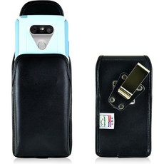거북이등 벨트 케이스 LG G5용 OB 커뮤터 또는 심포니 블랙 수직 홀스터 가죽 파우치 내구성 강한 회전식 래칫 클립, Black Leather Vert / Metal Cli
