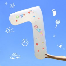 연지마켓 숫자 은박 풍선 대형, 화이트 7 (스티커포함)
