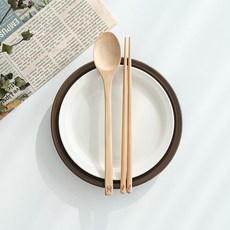 꿈꾸는 키친 마이펫 귀여운 동물 각인 우드 나무 수저 세트 3type, 1세트, 숟가락+젓가락, 토끼