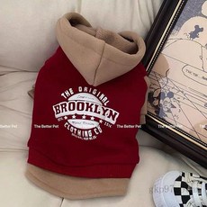 美式連帽加絨衛衣 秋冬款 寵物衣服 貓咪狗狗適用 比熊博美雪納瑞保暖, 酒紅色【秋冬加絨】,M碼【推薦3.5-5.0公斤】, 1個