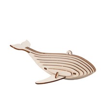 3D立體木質動物系列拼圖 兒童益智早教DIY拼裝玩具, 鯨魚, 1個