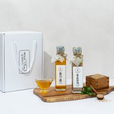 올바른방앗간 저온압착 [180ml 선물세트] 국산 들기름180ml + 볶음참깨 2개입, 1세트