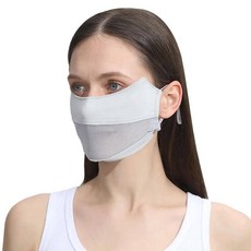 여성용 아이스 실크 마스크 얇은 통기성 메쉬 페이스 커버 썬 프로텍션 스카프 소프트 조절 가능 안티 자외선 사이클링 러닝 스포츠, Gray, 1개