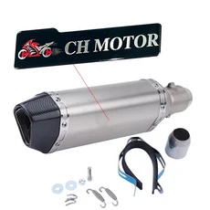 CH MOTOR 슬립온 38-51mm 범용 오토바이 배기구 파라 모토스 스테인리스 스틸 ATV 스트리트, 04 Type C with CH logo