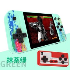 掌上復古遊戲機 3.5吋大螢幕 800+經典遊戲 支援雙人遊玩, 抹茶綠-附手柄+電池+AV電視線+充電線