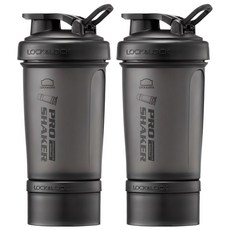 프로쉐이커 락앤락 쉐이크 보틀 600ml + 컨테이너 140ml, 매트블랙, 2개