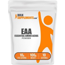 193037 BulkSupplements.com 에센셜 아미노산 파우더 EAA 보디 빌딩 BCAA 영양 셔플리먼트 1kg, 10 Servings (Pack of 1), 1개