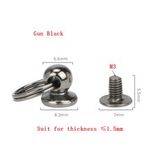 세트 합금 리벳 스크류 공예 지갑 가죽 아연 스터드 10 크로스 바디 체인, Gun Bla, 1개