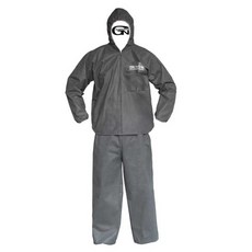 1+1 PP 투피스 일회용 작업복 부직포 회색 2XL 발수 오염방지 보호복 통기성 방진복, 1개