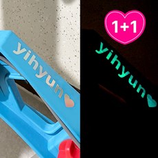 1+1 야광 이름표 스티커 [M사이즈] 자전거 킥보드 오토바이 전기자전거 유모차 웨건 푸쉬카 오토바이 스티커 / 네임택 네이밍 네임 이름 방수스티커 / 시트지 커팅, 홀로그램야광, 2개