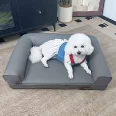 BingoPaw 강아지 가죽 침대 가죽 방석 애견쿠션 M-2XL 침대 극세사 가죽 모던, 1개, 그레이