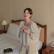투니스 여성 얇은 루즈핏 긴소매 블라우스