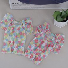 노바하우스 강아지 블라우스 꽃 프릴 봄가을, 1개, 플라워 프릴 블라우스 그린