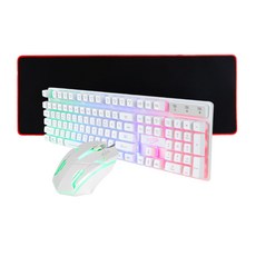 지클릭커 게이밍 키보드 마우스 GMK-180 With 장패드 파스텔톤 노트북 PC 맥 윈도우 호환, 인체공학, 화이트
