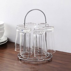 고급스러운 클로브 스텐 컵 걸이 건조대 6구, 실버, 1개