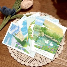 油畫風手寫賀卡裝飾牆紙 15張入 143mm x 93mm, 1個, 春和景明系列【關注送圓點貼】,【春序集】15張卡片
