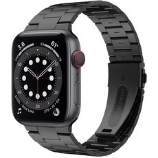 MOHARLAB Apple Watch 3/4/5/6/7/8/SE兼容Classi Metal Strap, 42mm/44mm/45mm, 02黑色