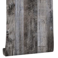 Yun-aeon 천연 나무-시나몬 우드 콘택트 페이퍼 필 앤 스틱 벽지 44.9 x 504.8cm(17.3 x 200인치) 자체 접착 탈착식 빈티지 인조 나무 벽 종이 판자 선, 천연 나무 벽지, 천연 나무-그레이