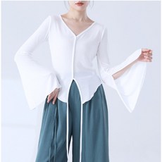 쌍천 여성 한국무용 연습복 상의 V넥 고전 의상 난타복 상의 A25081214