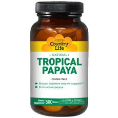 Country Life 木瓜萃取咀嚼錠 無麩質, 500顆, 1罐