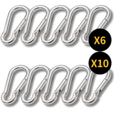아이맥스몰 스텐 비너 카라비너 D형고리 등산 고리 캠핑 텐트용 10p 서스 sus 304, silver, 10개