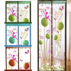 두드림 플라워 자석문발 (90/100/120 커튼형 모기장 방충망 방문 현관문발 파리 벌레 침입방지), 90x210색랜덤