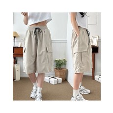 정품발송 석진케이 비치반바지 편안한 허리 밴딩 여성 카고 스타일 5부 반바지 기능성반바지 324589