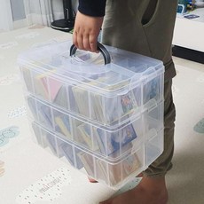 3단 반투명 소품정리함 칸분리 적층 수납박스 yss+89465Aa
