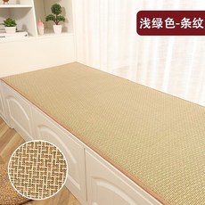 格森 藤編飄窗墊, 淺綠色-條紋,50*150cm防滑厚度1.5厘米